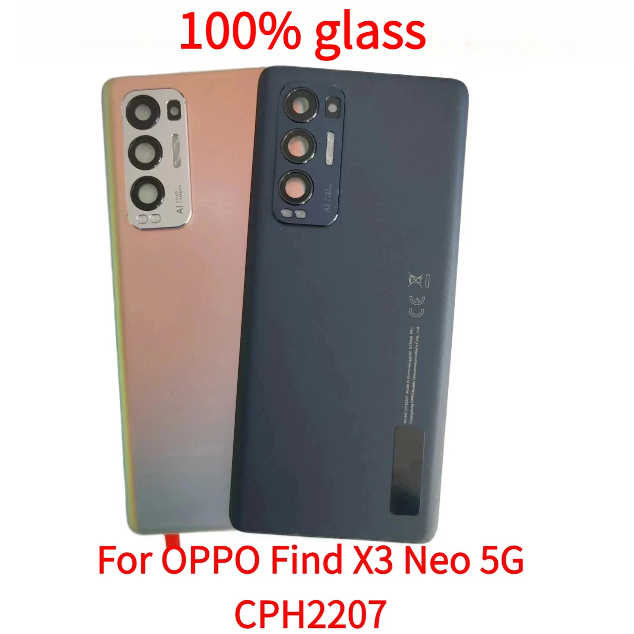 For OPPO Find X3 Neo 5G CPH2207 Back Battery Cover  Rear Case With Camera  Lens Repair Replacement