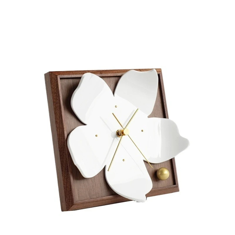 

New original cute cherry blossom standing clock table clock Nordic simple fashion living room desktop silent decoration