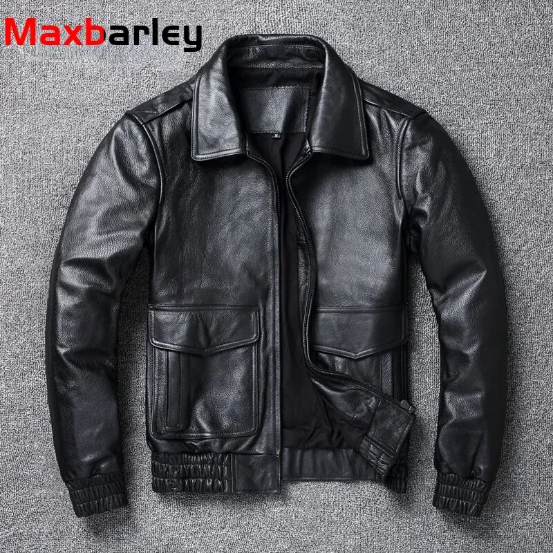 

Maxbarley 2022 New Plus Size 8XL Men's winter Leather Jacket Men Classic A2 Cowhide Coat Genuine Leather Jacket Quality