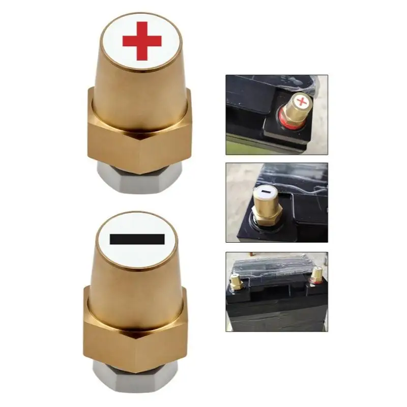 

2Pcs Brass Hexagonal Battery Post Charger Screw Terminal Connectors for Car Battery Positive & Negative Pole