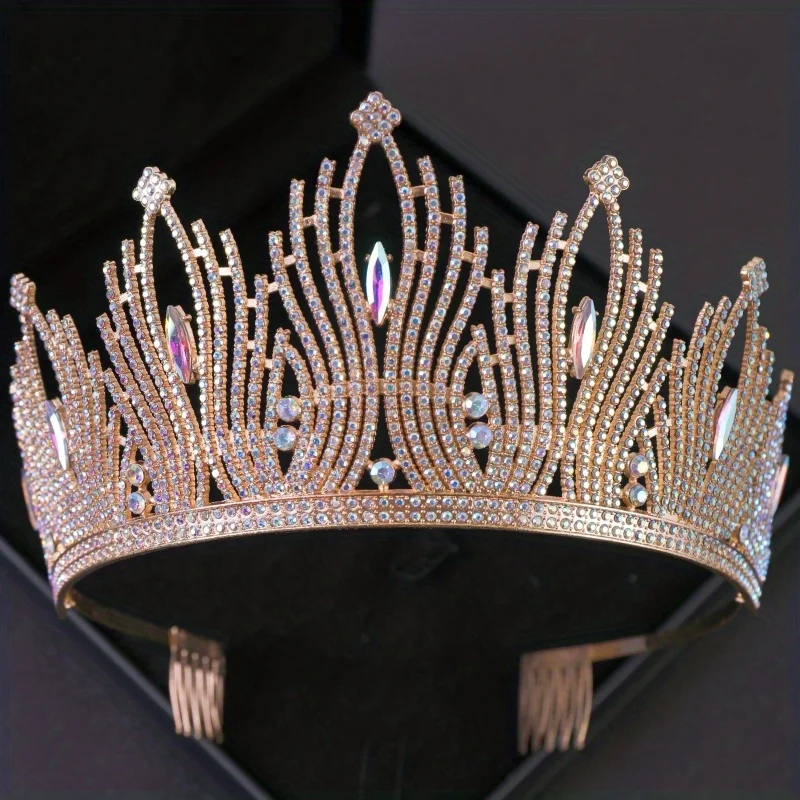 Luxury Crystal Crown Tiara With Comb Rhinestone Prom Diadem Headband Women Bridal Wedding Hair Accessories Jewelry Crown Tiara