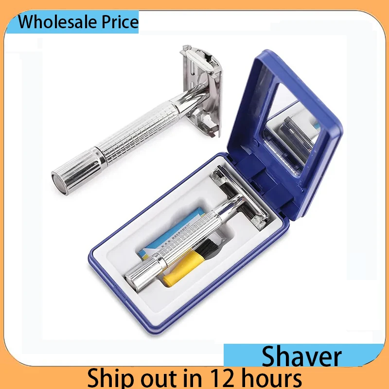 Set de Afeitado para Barba 2026 para Hombre, Maquinilla de Afeitar Tradicional Clásica de Doble Filo, Maquinilla de Seguridad para Barba, Accesorios de Estilismo para Barberos