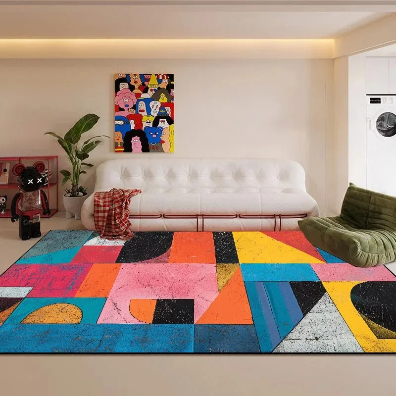 

Carpet for Living Room Creative Art Geometric Pattern Coffee Table Plush Mat Large Area Bedroom Bedside Non-slip Soft Rug Ковер