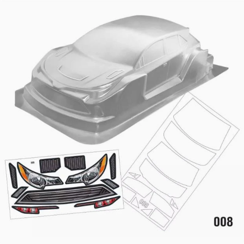 Team C Bodies Clear Lexan Body shell 190mm for Zoo Gorilla 1/10 FF FWD RC Drift Car