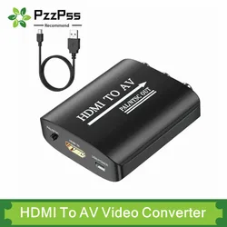 PzzPss HDMI-Compatible to RCA AV/CVSB L/R Video Composite Converter Box HD 1080P HDMI-compatible To AV Adapter Support NTSC PAL