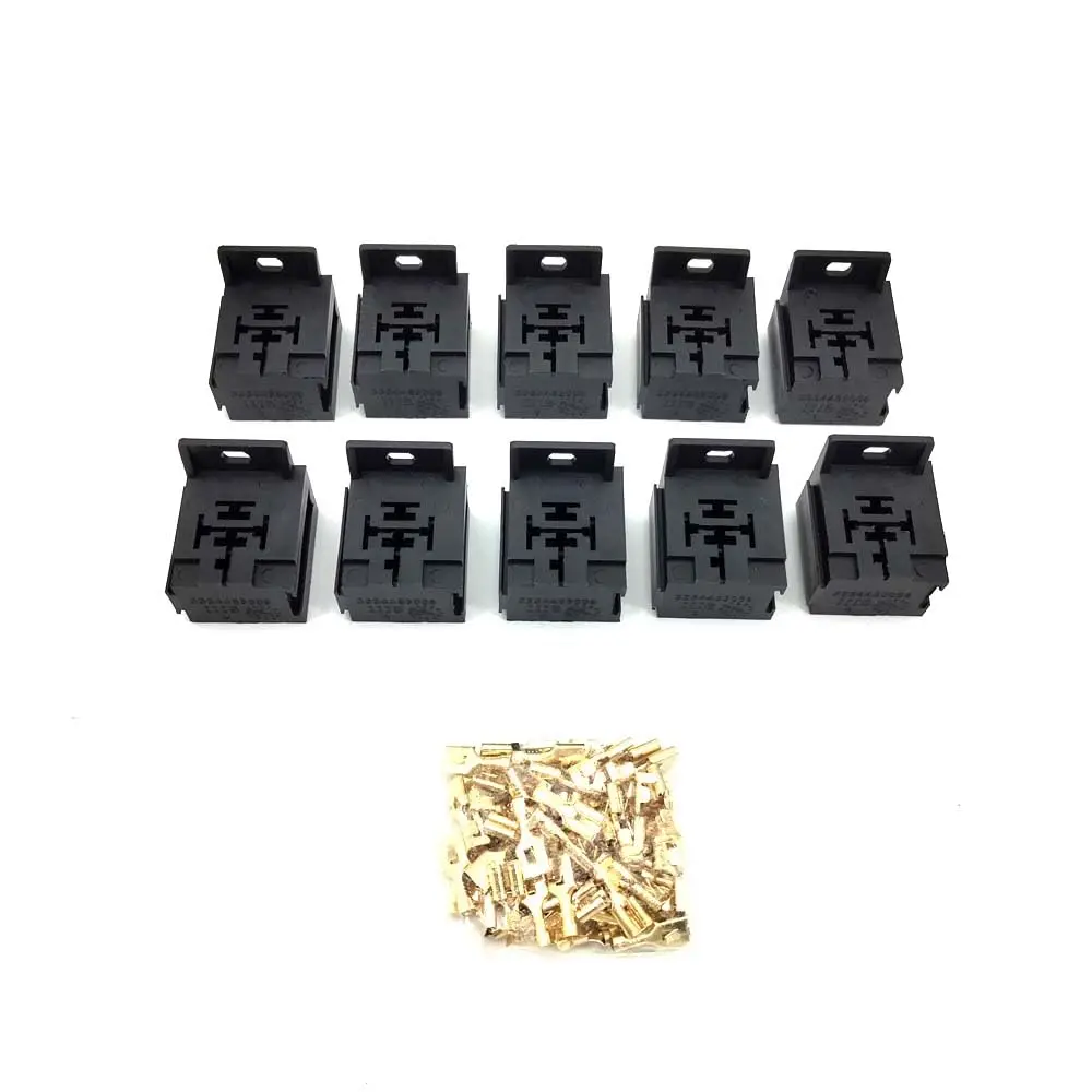 

10Pcs 30-80Amp 5 Pin Relay Sockets Holder with 50 6.3mm Terminals For Automotive