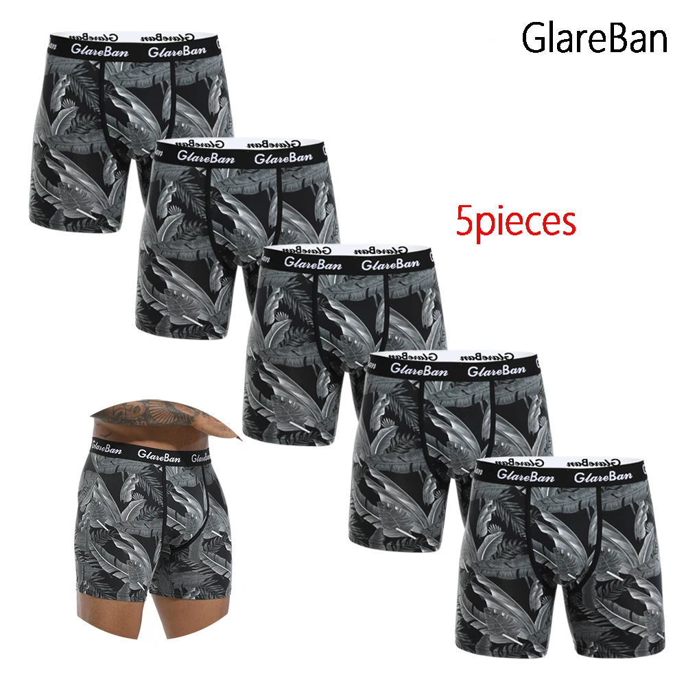 5 stücke Pack mittellange Boxershorts Männer Unterwäsche Polyester männliche Unterhosen für Männer sexy homme Boxershorts Box Höschen Slips Set viel