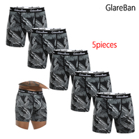5pcs Pack Mid-Long Boxer Shorts Men Underwear Polyester Male Underpants for Men Sexy Homme Boxershorts Box Panties Slips Set Lot