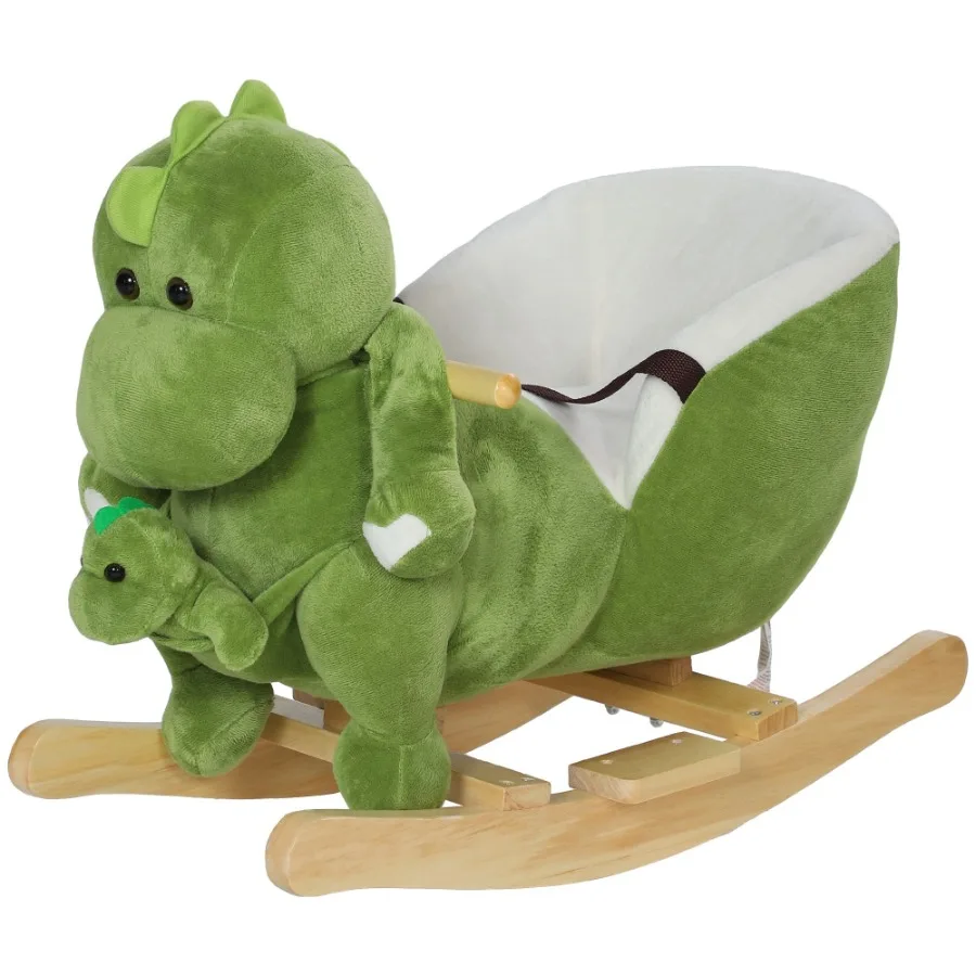 

Qaba Baby Rocking Horse Toddler Plush Dinosaur Animal Rocker with Seat Belt 32 Songs Hand Puppet Riding Horse Rocking Chair for