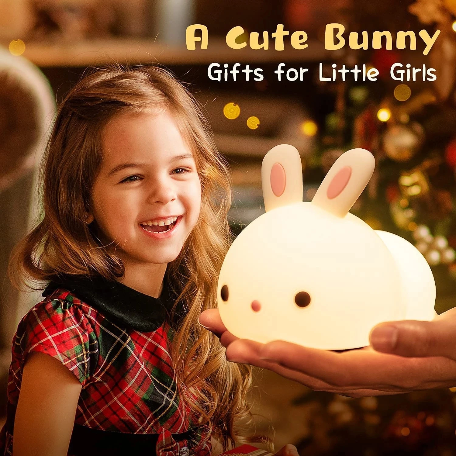 Cute Bunny Kids Night Light Lamp Girl Teen nightlight 7 Colors Nursery for Kids Bedroom Decor Silicone Portable Toddler Baby