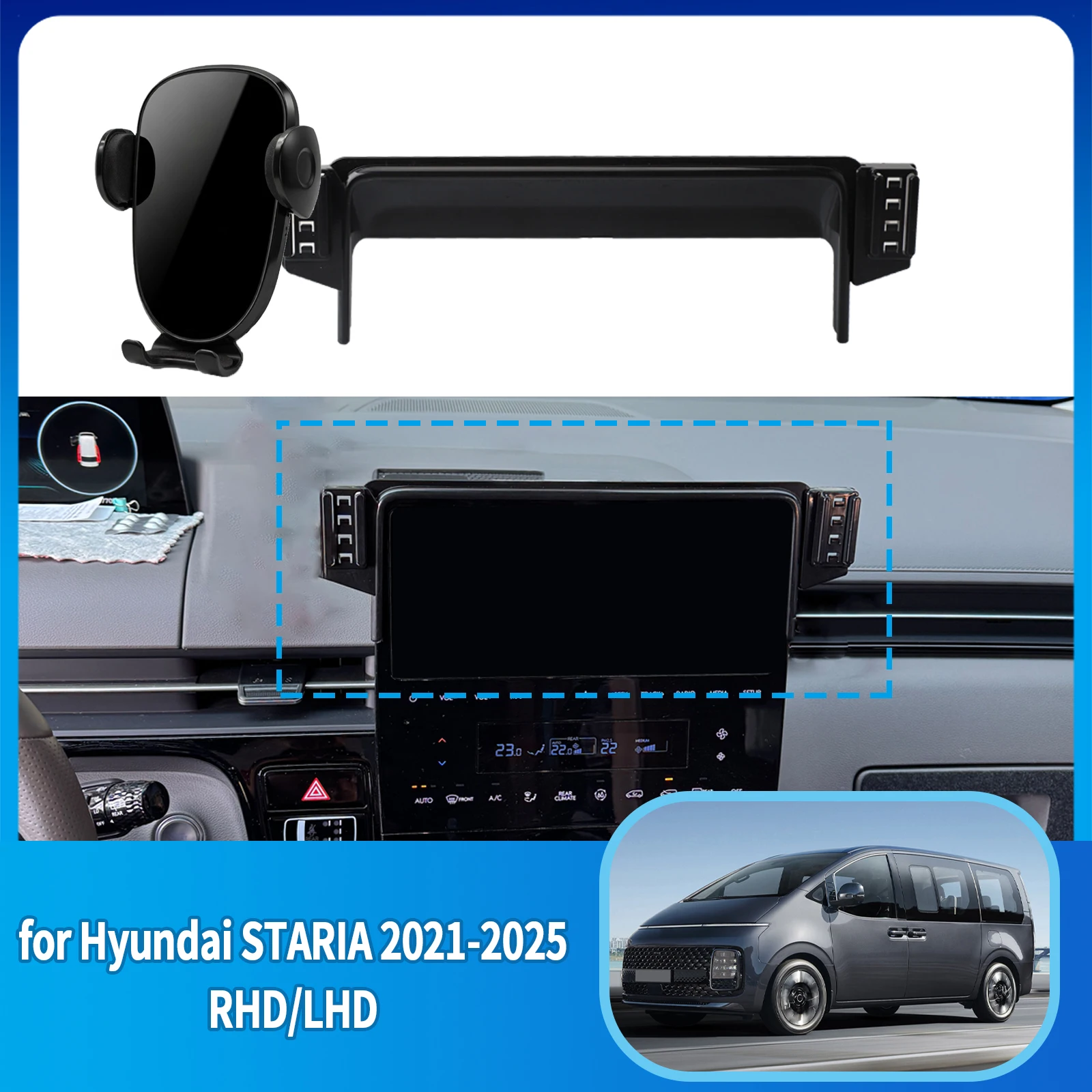 for Hyundai STARIA 2021 2022 2023 2024 2025 Anti-Shake Screen Base Phone Holder Mount Stand Dedicated Car Accessories
