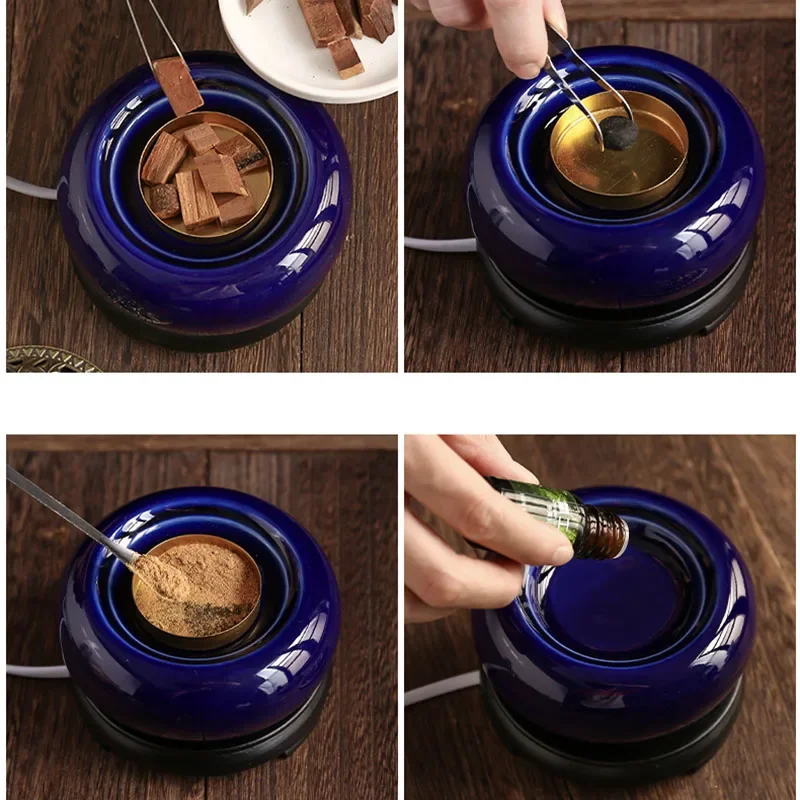 YXY Electronic Incense Burner Timing Temperature Regulation OUD Ceramic Censer 220V Essential Oil Lamp Home Fragrance Stove