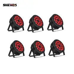 SHEHDS LED Aluminum 4/6pcs 18x18W RGBWA+UV 6in1 Par Lighting Silent For DJ Theater Church Wedding Christmas Decoration