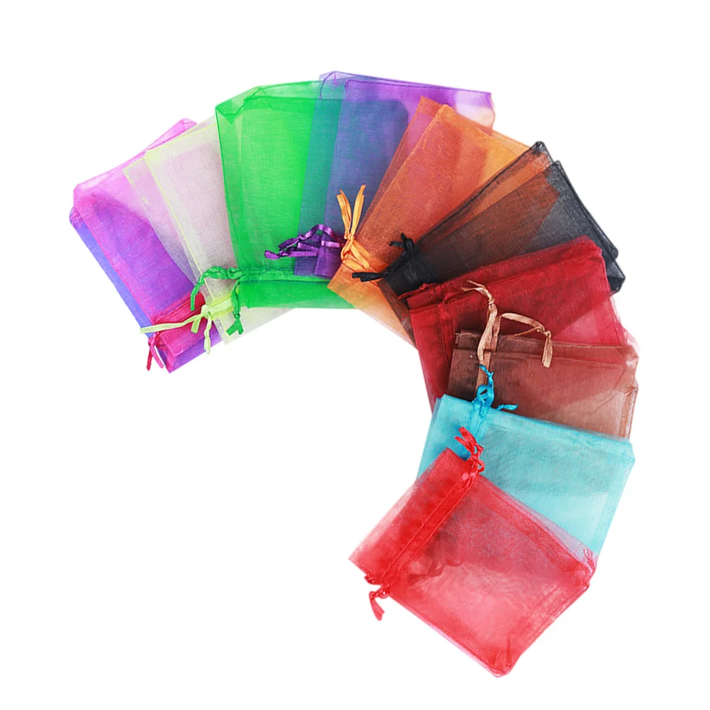 25 Pcs Candy Bags Organza Mesh Wrapping Drawstring Pouch Goody Gift Portable Storage Cosmetics