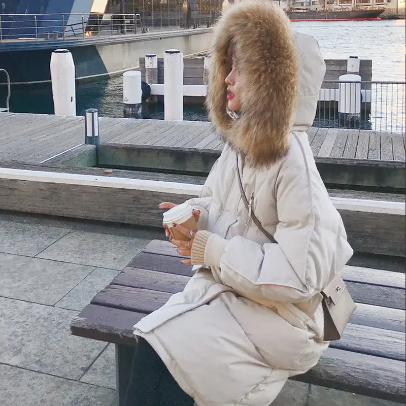Winter Coat Womens Fur Collar Padded Jacket Warmth Long Parka Jacket Free Shipping Wholesale Plus Size Loose Snow Clothing New