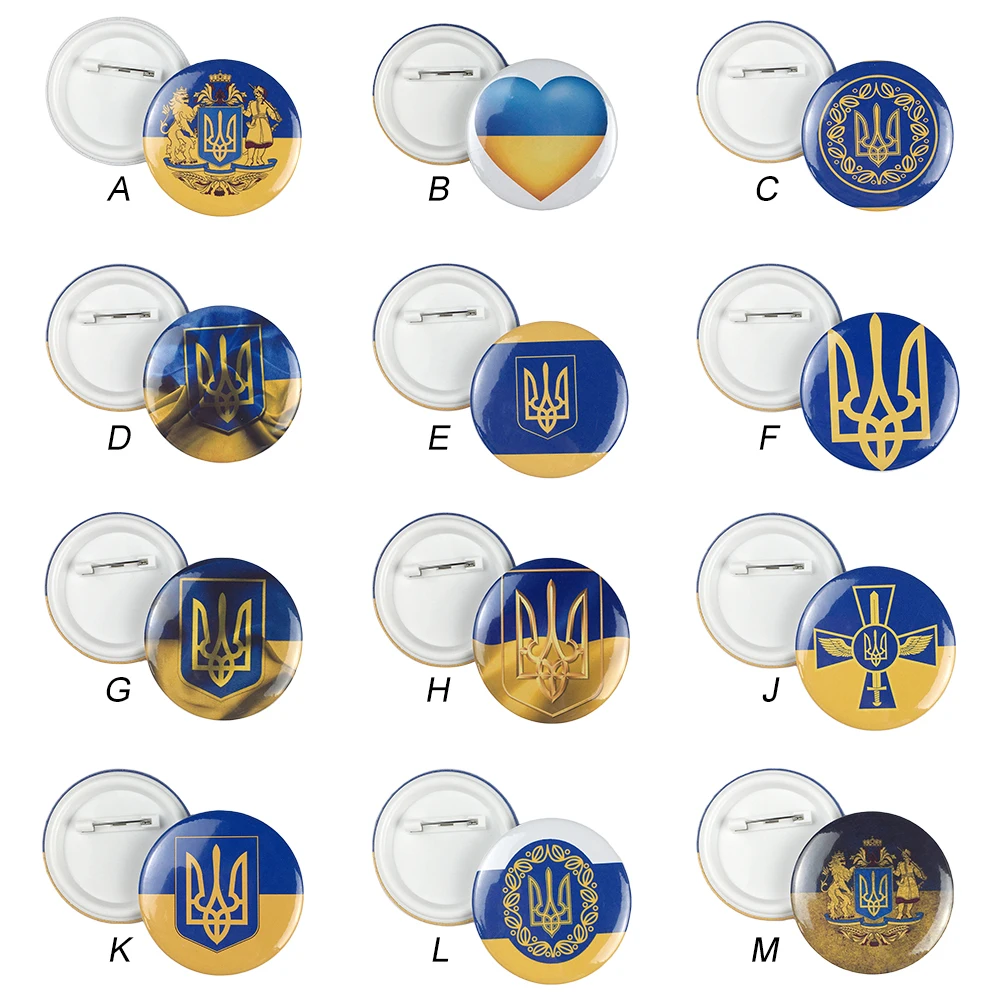 Ukraine Ukrainian Map Flag Symbol Round 12 Styles Clothes Pins