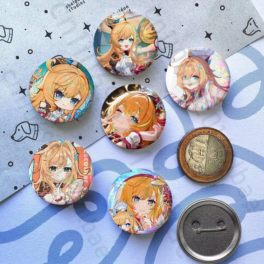 

For Escoffier G-Genshin Impact Tinplate Enamel Pins Creativity Printed Pictures Text Metal Lapel Badges Brooches