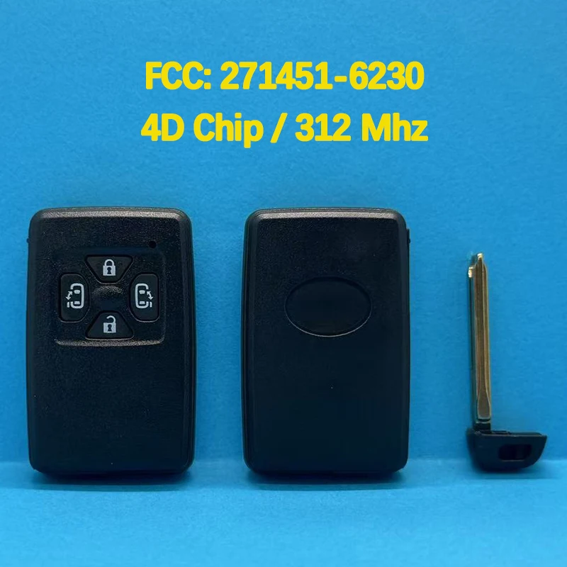 CN007256 Aftermarket 4 Buttons Smart  Remote Key FCC 271451-6230 4D Chip 312MHz Keyless Go For Toyota Alphard Vellfire Noah Voxy
