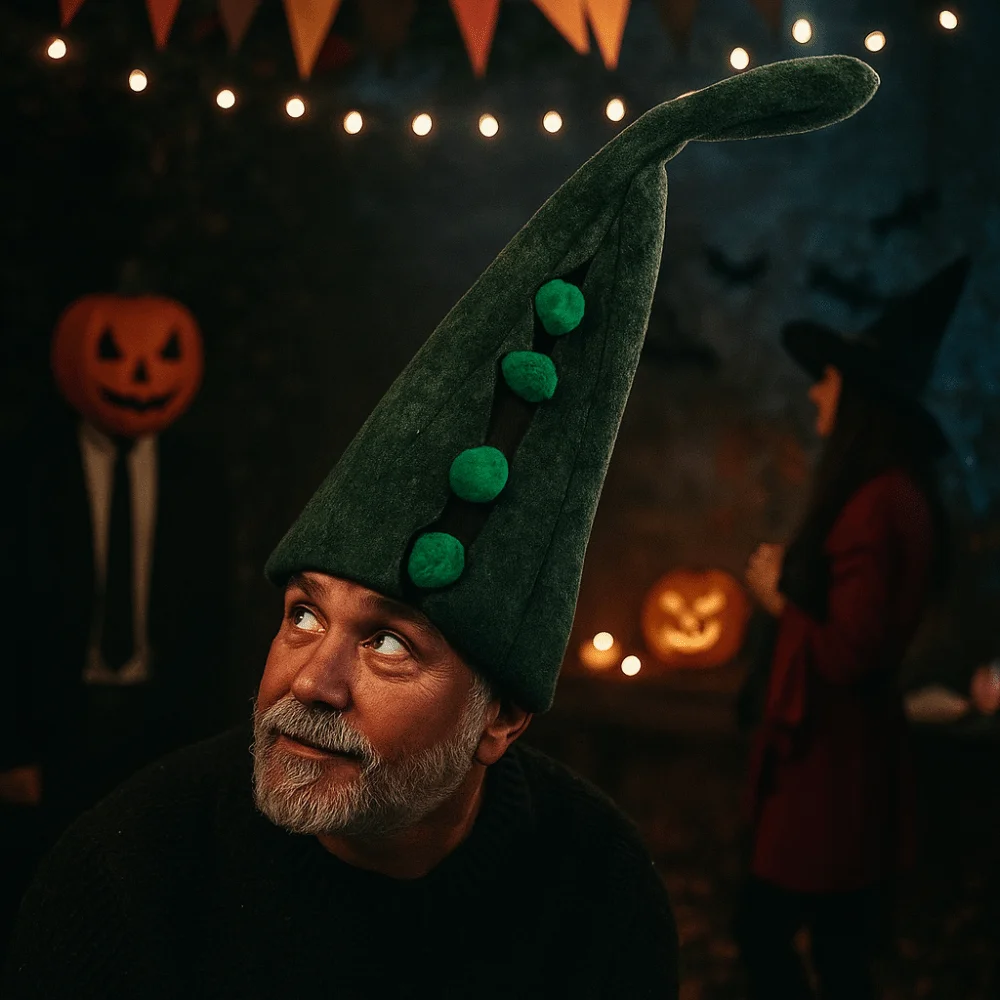 Chapéu de Poliéster em Formato de Ervilha para Decoração de Cabelo, Acessório de Fantasia de Halloween, Adereço de Performance e Coleção