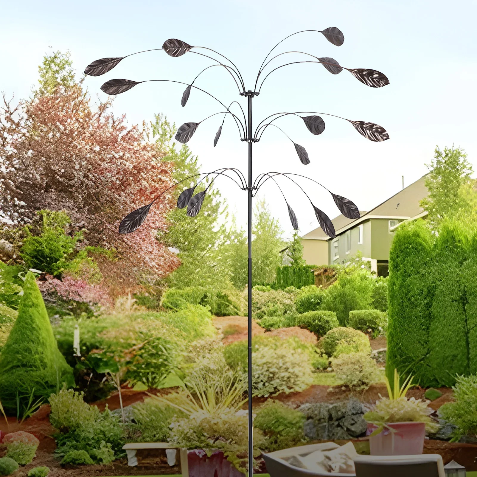 Metal Wind Spinner Wind Sculpture Rustproof Waterproof Heavy Duty Falling Foliage Kinetic Copper Triple Spinner For Outdoor - view 3