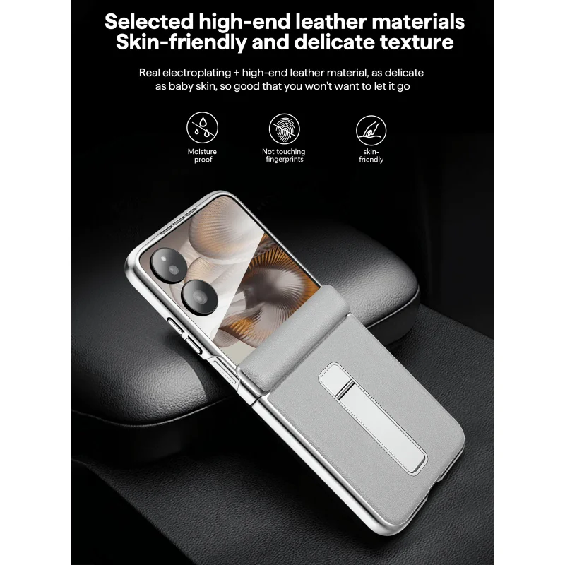 Etui na Xiaomi Mix Flip, wysokiej jakości skóra, automatyczny mechanizm odbicia, ochrona zawiasów sprężynowych, odporny na wilgoć, powłoka z wyraźnym uchwytem, etui z klapką. — zdjęcie produktu 2