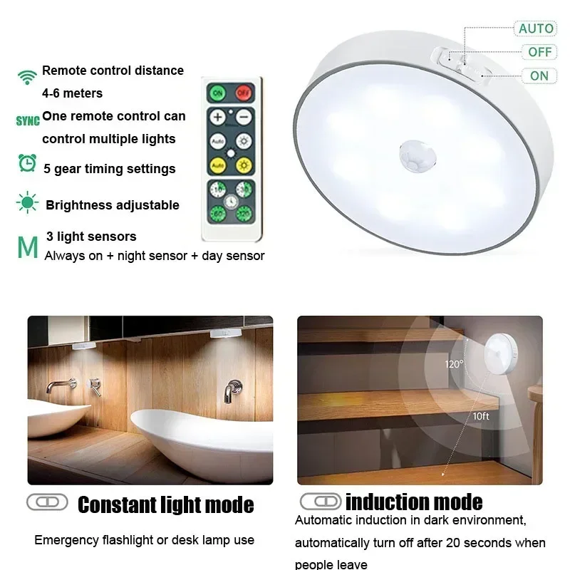 Xiaomi Night Lamp With Sensor Movement Rechargeable LED USB Wireless Light 3 Colors Remote Control For Room Kitchen Wardrobe