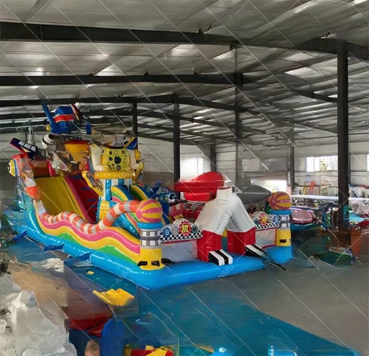 In stock commercial inflatable playground themed children's inflatable amusement fun city for sale