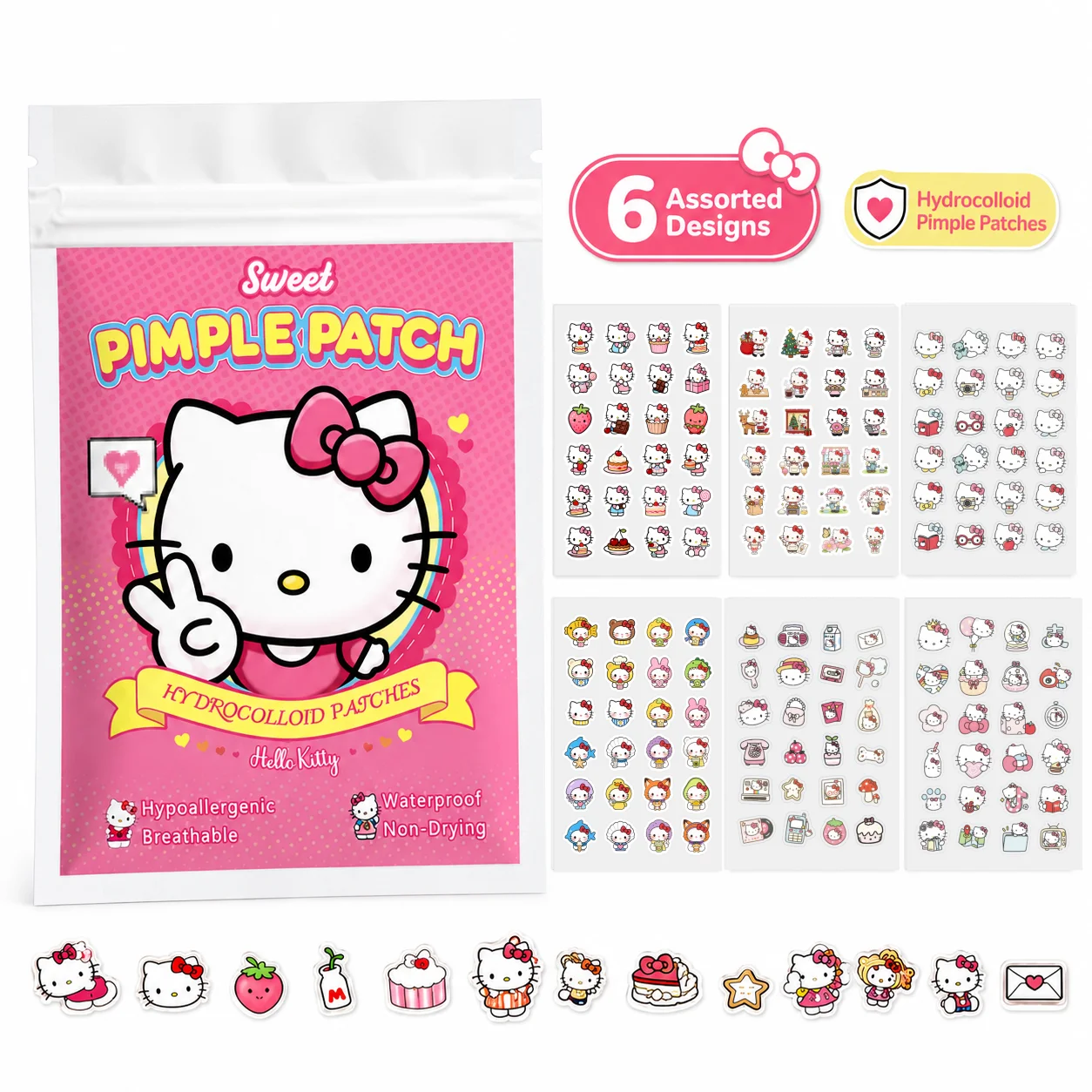 Hello Kitty Hydrocolloid Pimple Patch Acne Spot Cover Waterproof Breathable Invisible for Women Girls Daily Use