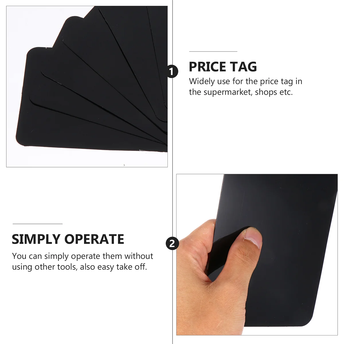 7pcs Rewritable Price Board Black PVC Advertising Chalkboards Signage Restaurant Supermarket Bakery Display Info Schedule