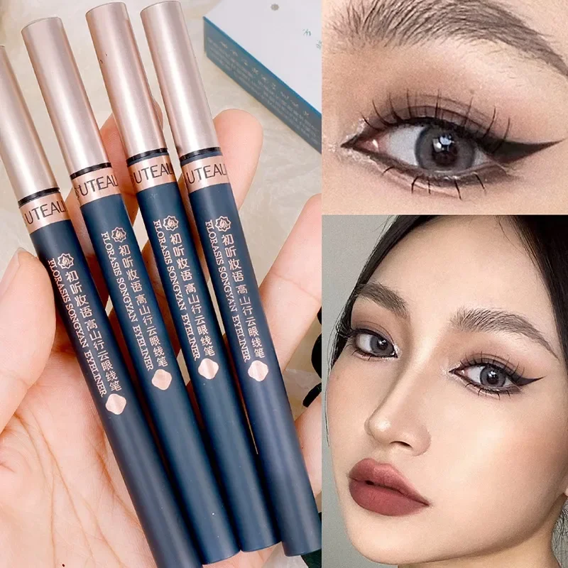 Penna per Eyeliner liquido sdraiato matita per baco da seta penna stilografica per Eyeliner ad asciugatura rapida Ultra-fine Black Brown Beauty Eyes Makeup