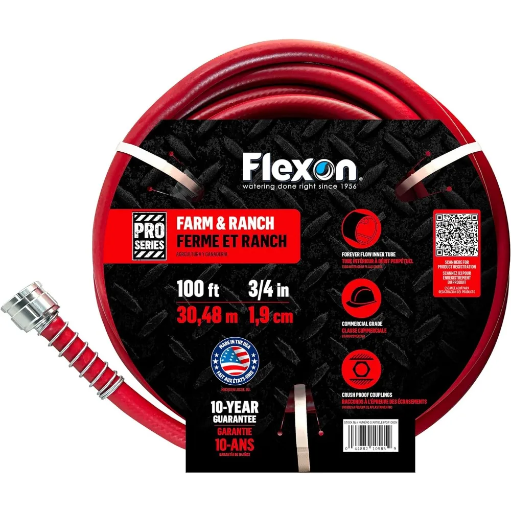 Flexon FA58100CN Farm and Ranch Garden Hose, 100 Ft, Red  Water Hose