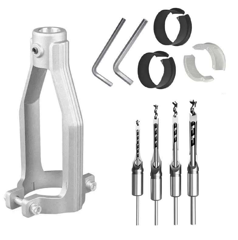Woodworking Square Hole Drill Bit Set Drilling Holder Mortising Chisel Drill For Clean Cuts In Wood Projects