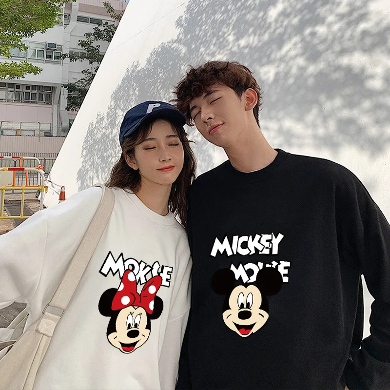 Mickey Minnie women's round neck hoodie couple hoodie Disney Mickey Mouse women's clothes women's clothes top