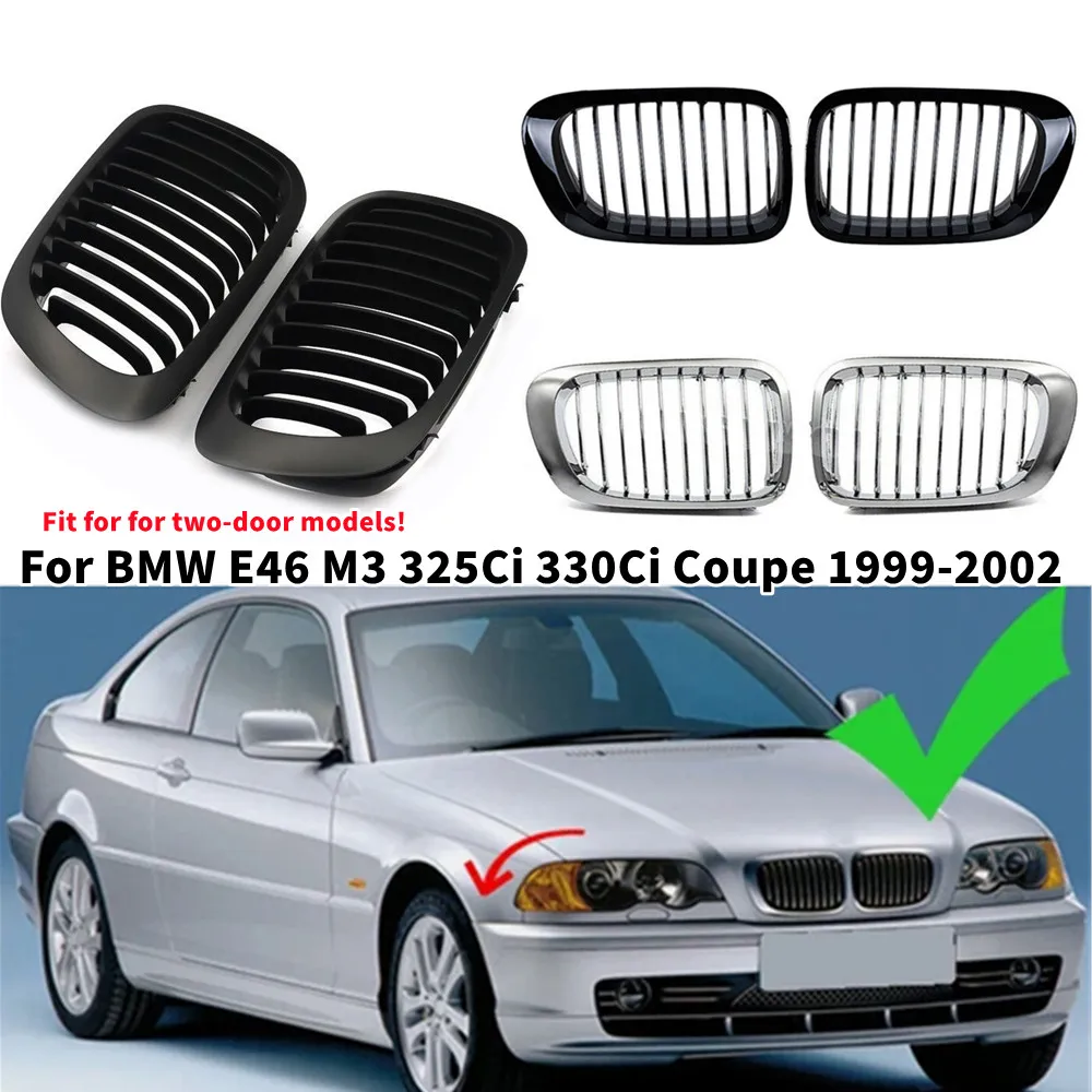 For BMW E46 M3 325Ci 330Ci Coupe 1999-2002 Front Hood Kidney Bumper Racing Grille Mesh Single Line Style Grill Car Replacement