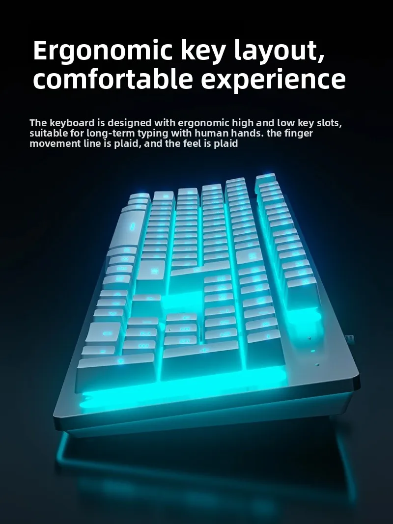 EWEADN GX300 Mechanical-Feel Keyboard - 104 Keys,Ergonomic Design,Macro Programming,RGB Backlight,for Office,Business & Home Use