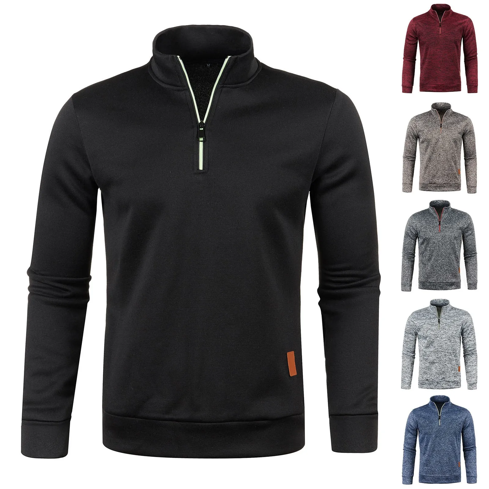 2024 New Half Zipper Solid Color Long Sleeve Sports Hoodie Men's Running Training Soccer Hoodie Basketball Jacket