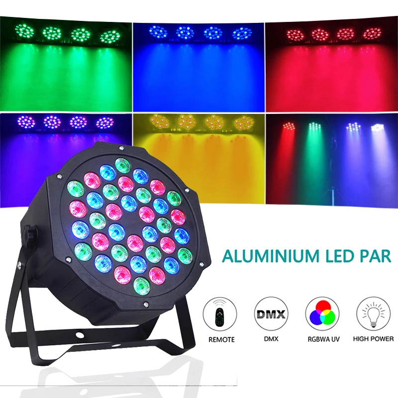

Лампа для дискотеки, стробоскоп DMX512, 36 цветов, RGB, эффект освещения для диджея, праздничное украшение для клуба, активация звуком