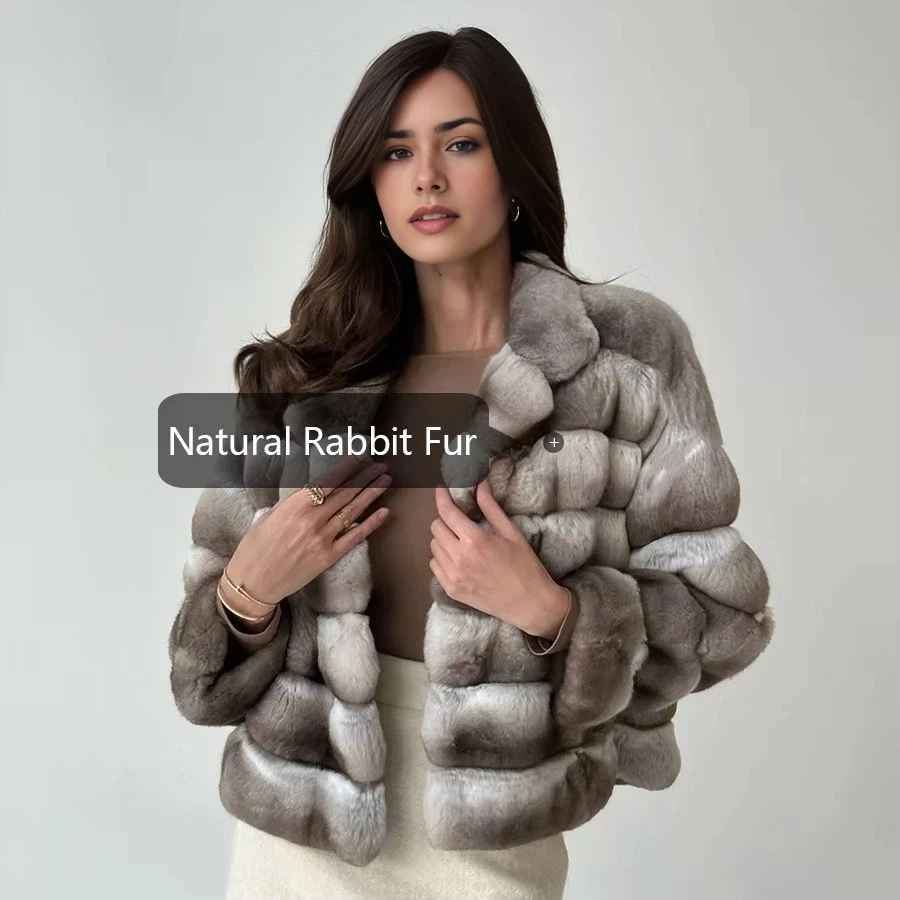 Jaquetas de pele de inverno mulheres casaco curto de pele de coelho natural 2024 venda quente novas roupas de pele real para mulher