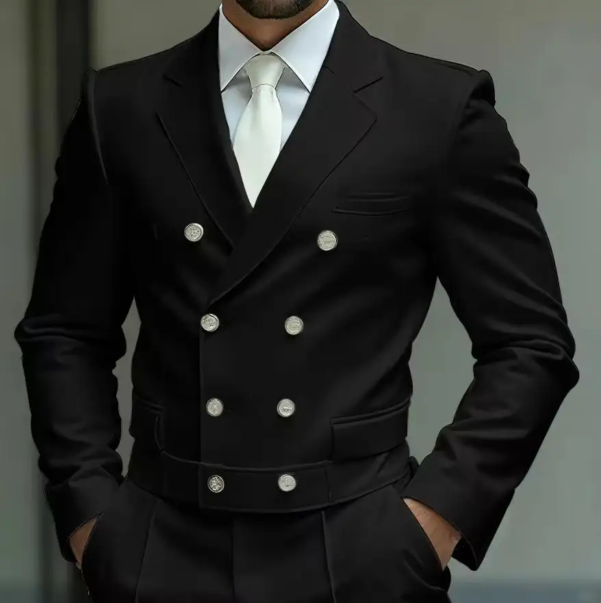 

Elegant Men's Suits Wedding and Fashion 2Piece Set Double Breasted Notch Lapel Slim Fit Blazer Pants Event Jacket Trousers