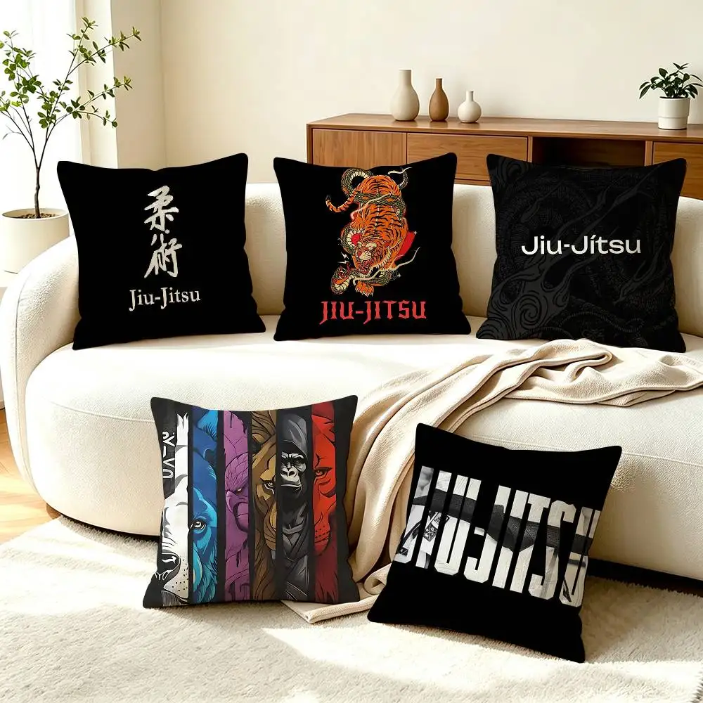 B-Brazilian Jiu-Jitsu Graphic  Square Double-Sided printed Pillow Case Bedroom Bedside Pillow Sofa Cushion Cover