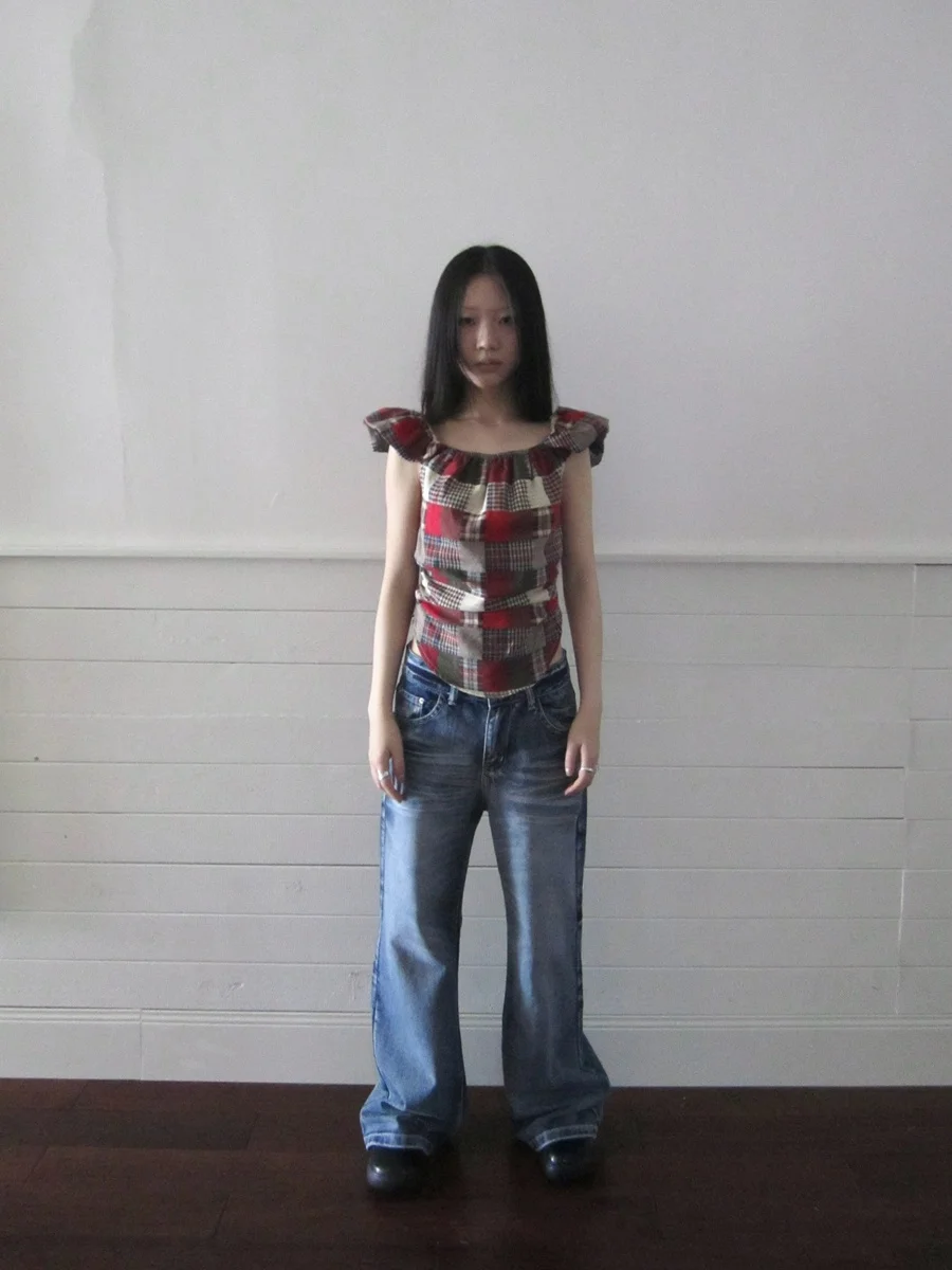 

Джинсы Angproject 56 в стиле ретро Y2K: прямые брюки для дерзких девушек, новинка, повседневные, с завышенной талией, расклешенные