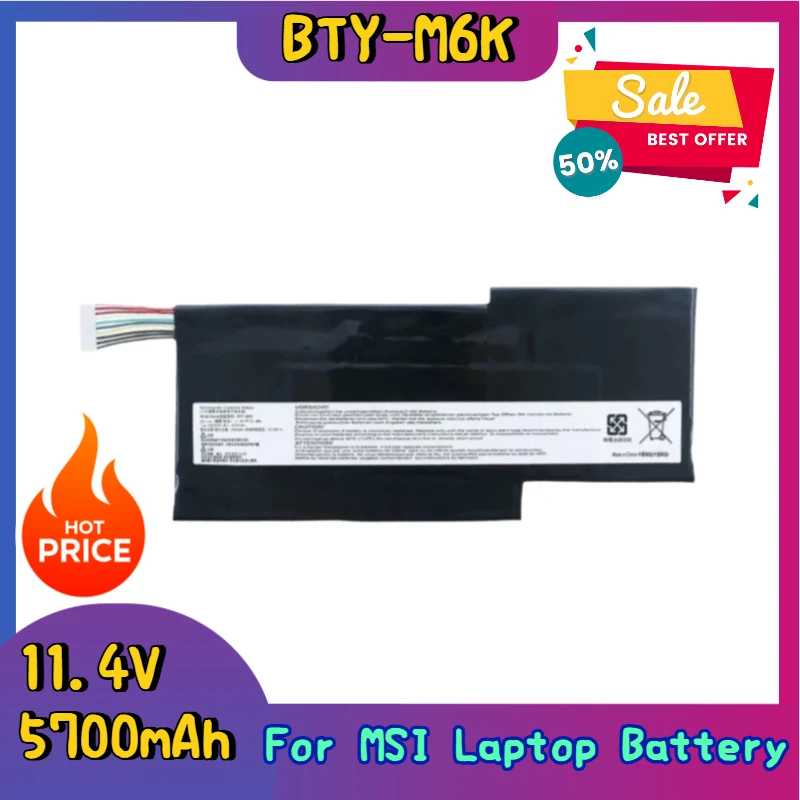 

Новая сменная батарея для ноутбука BTY-M6K 5700 мАч для MSI MS-16K3 Thin 8RD GF75 GF63 9SC 3RD 8RC GF65 Thin 9SE/SX Thin 10SDR