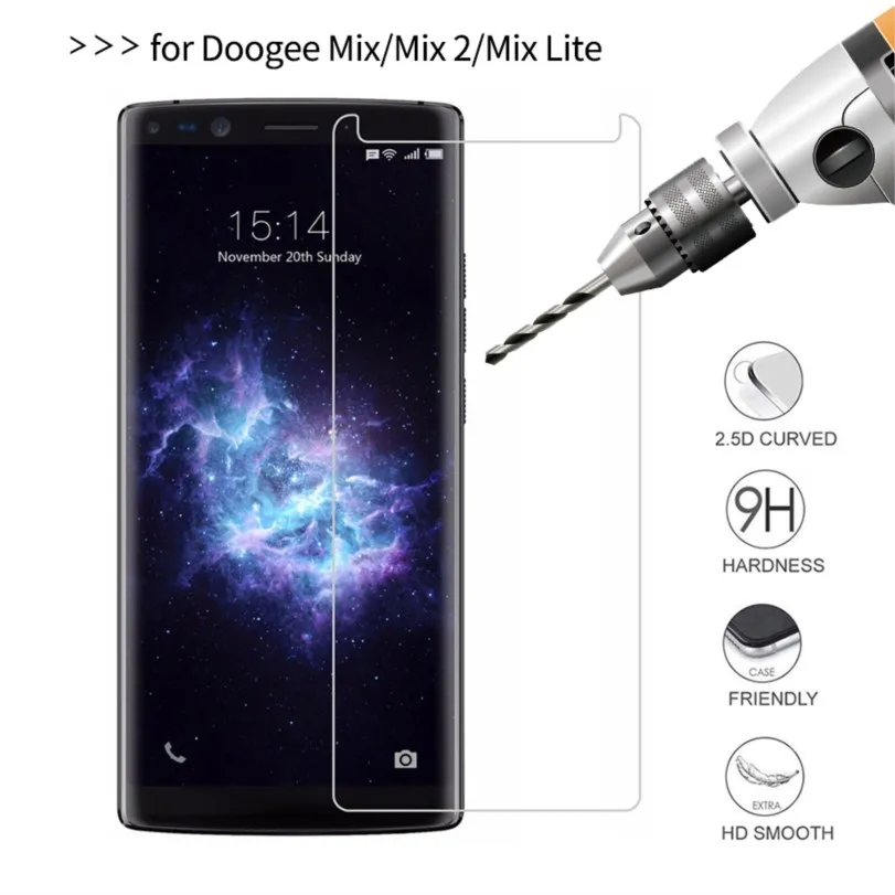 

for Doogee Mix 2 Tempered Glass Explosion-Proof 2.5D 9H Slim Front Clear Screen Protector Film for Doogee Mix Lite Guard Cover