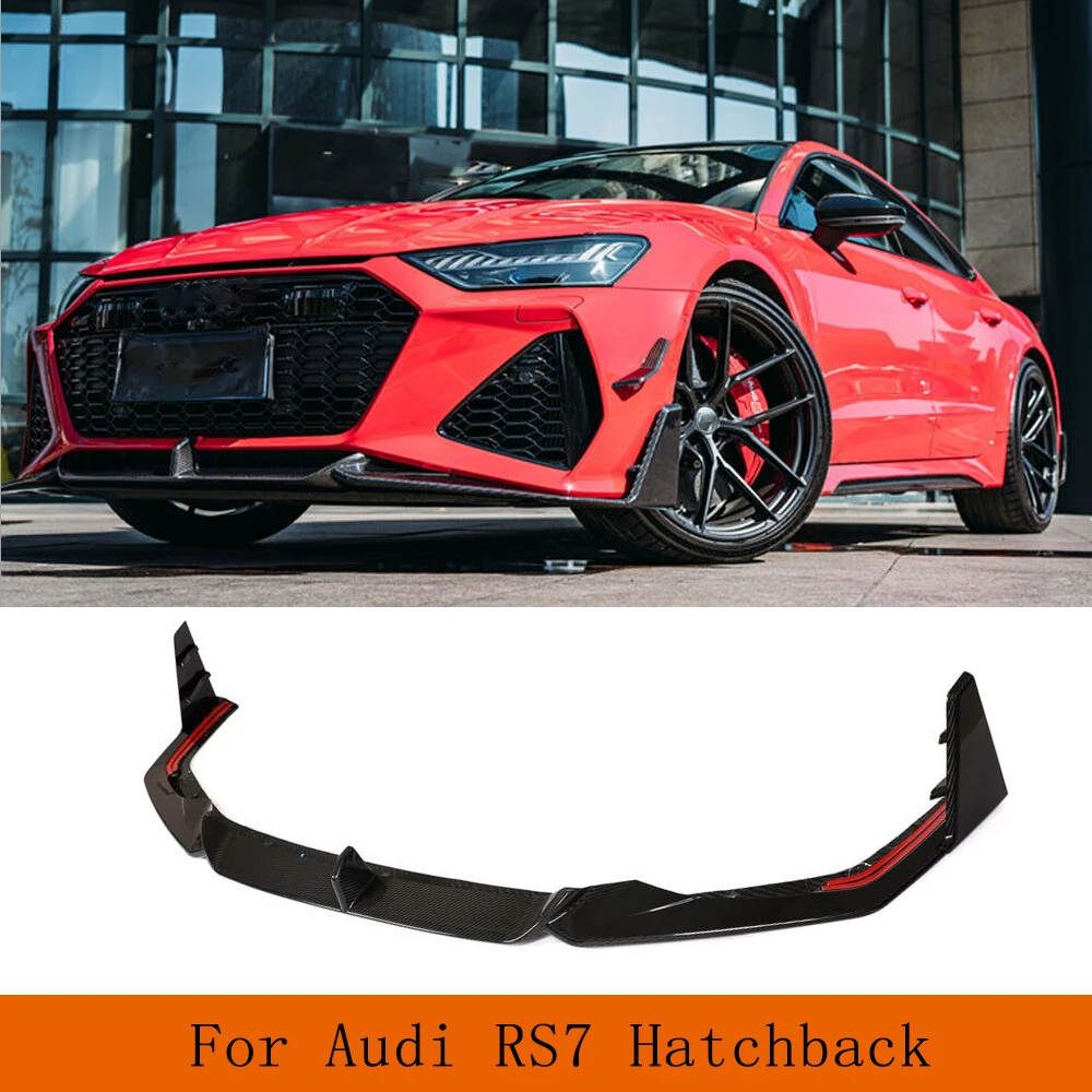 

Car Front Bumper Lip Splitters for Audi RS7 Hatchback 2020 - 2022 Dry Carbon Fiber Front Body Kits Lip Spoiler Splitters Guard