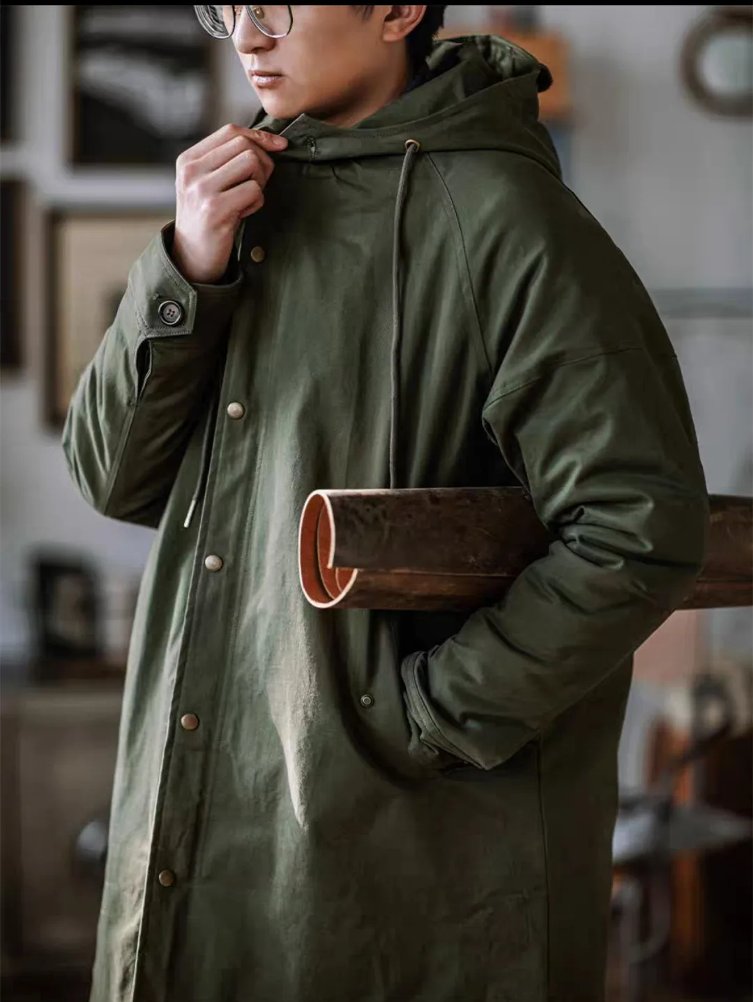 Retro M51 Army Green Windbreaker Fishtail Parker Hooded Jacket