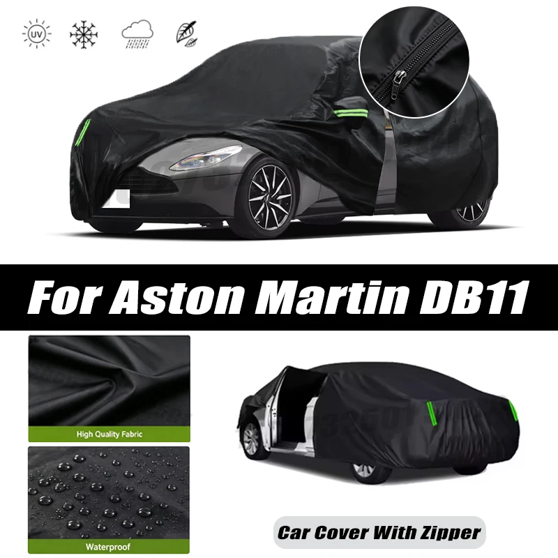For Aston Martin DB11 Car Covers Outdoor Waterproof Sun Rain Snow Protection UV Car Zipper Design Black Car Cover Accessories