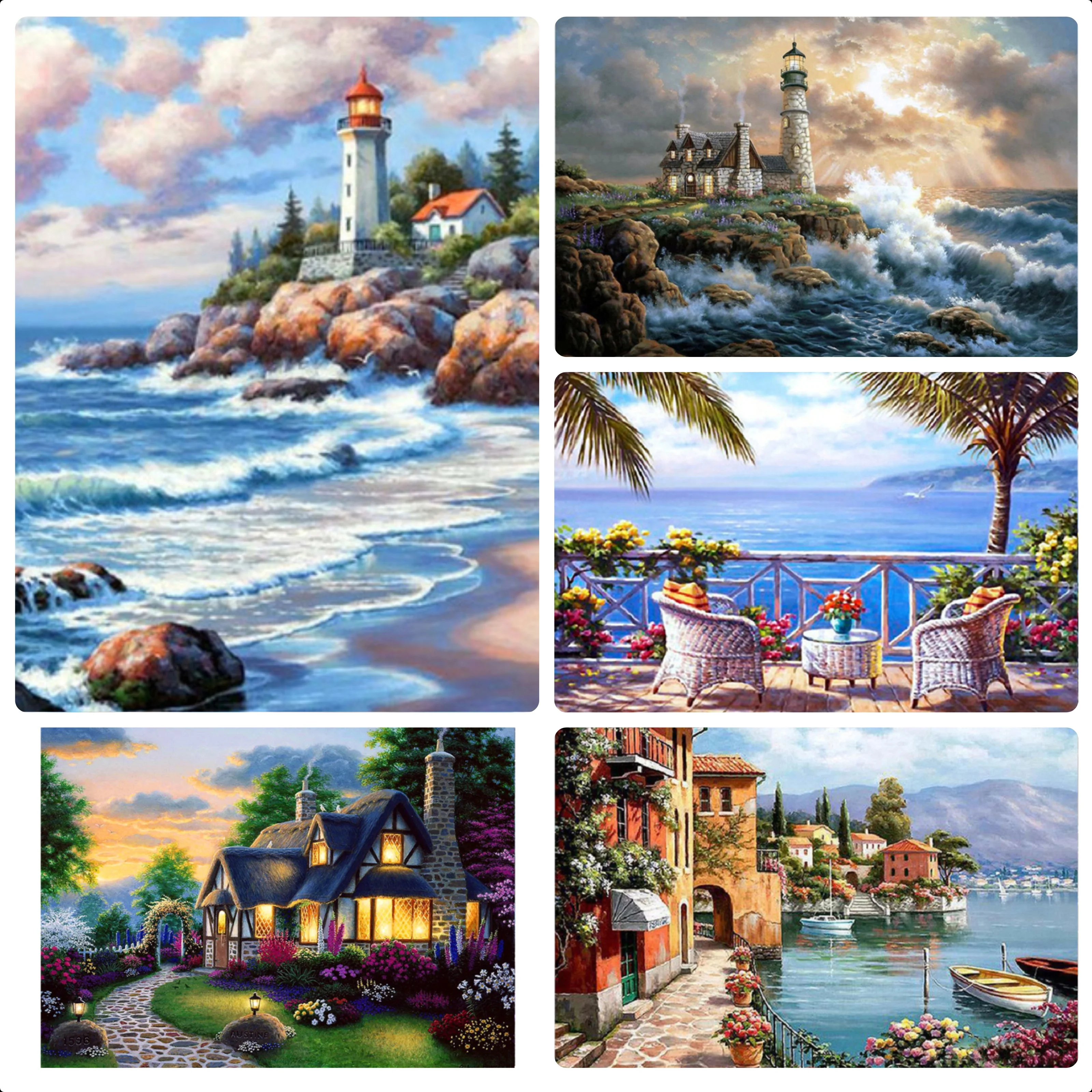 5D Villa Scenery Diamond Painting Forest Stream Square/Drill Resin Mosaic Embroidery Home decor