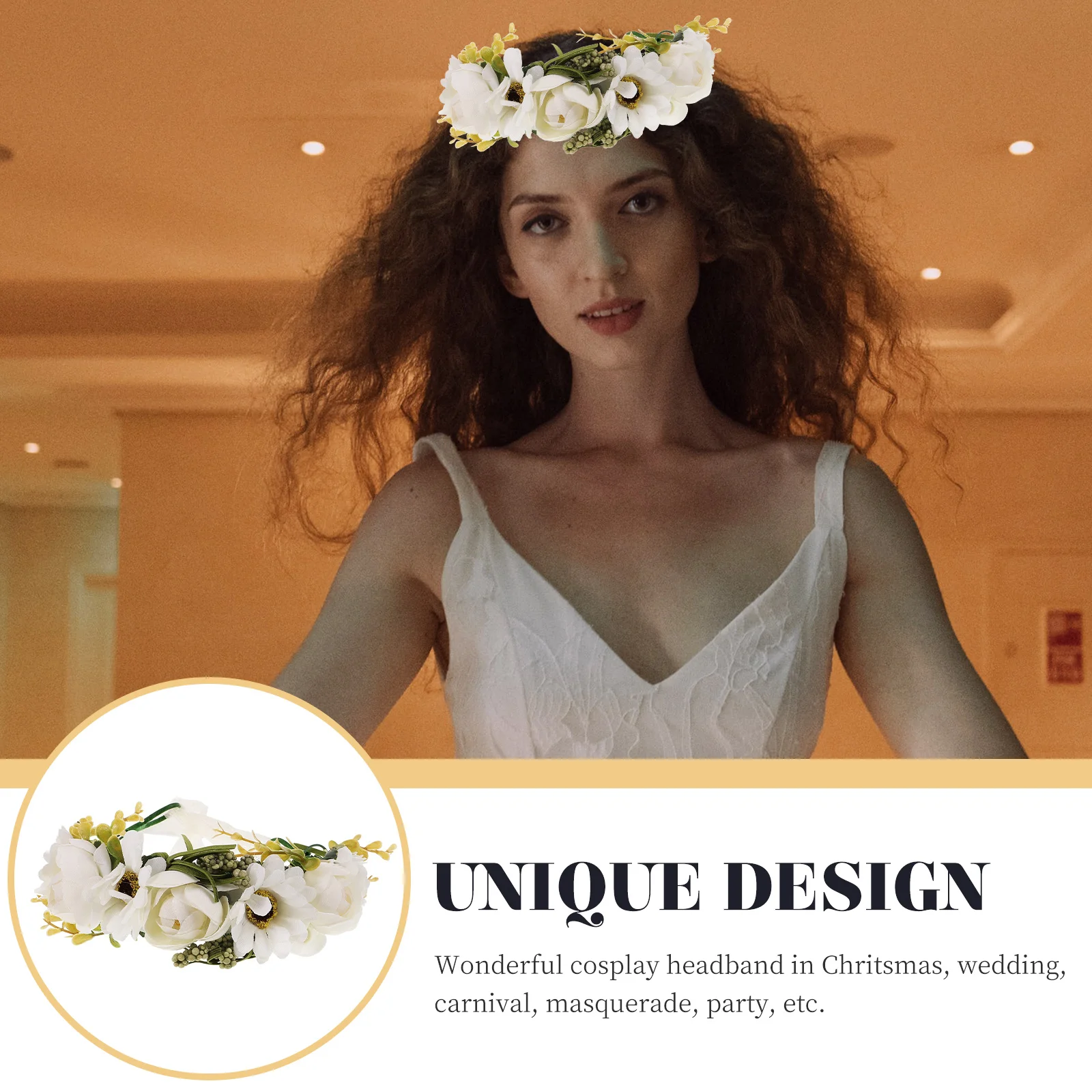 

Rose Wreath Wedding Flower Hoop Bridal Headband Headdress for Bride Party Lightweight Comfortable Photo Props Holiday