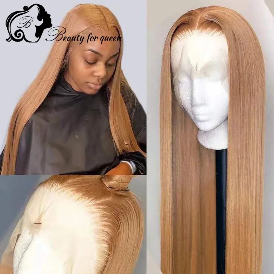 Honey Blonde 13x4 Lace Frontal Wigs 100% Human Hair Quality 180% Density Wearing Wigs Is Very Suitable For Attending Banquets