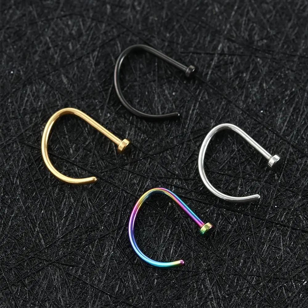 Creative Indian Style Nostril Septum Ring Nostril Titanium D-type Nose Hoop Nose Ring Body Jewelry Ear Cartilage Piercings